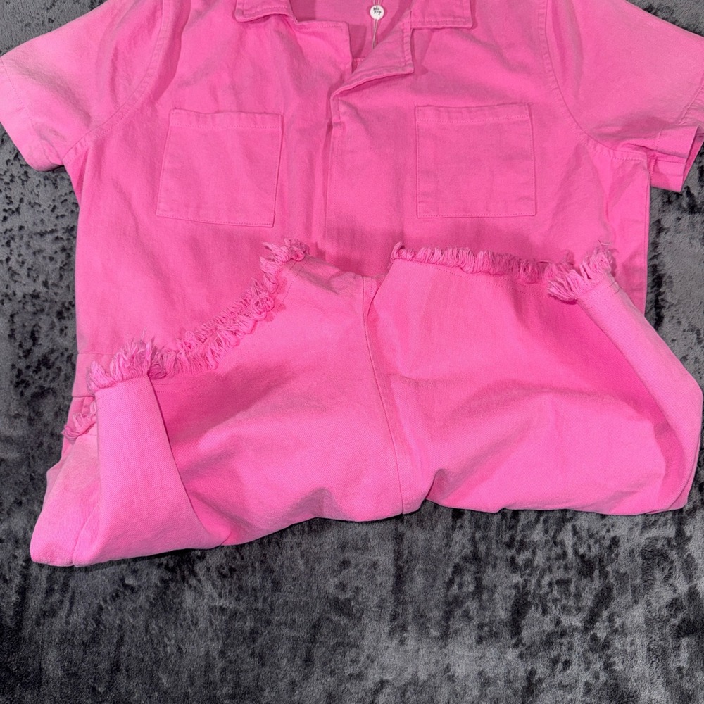 Sadie & Sage Pink Sweet Pea Denim Romper Utility Jumpsuit AG1901TW XL NEW - Picture 10 of 16